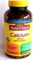 Nature Made Calcium 750 mg With Vitamin D3 & K 300 Tablets New Factory Sealed - $29.95