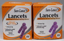Sure-Lance Ultra  Thin Lancets 30 gauge, 200 2 boxes of 100 New Sealed F... - $11.29