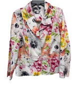 Coldwater Creek Blazer Multicolor Jacket Floral Stretch Cotton Bow on Co... - $445.06 MXN