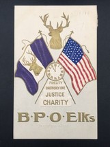 Embossed 1907 Elks Convention Fidelity Brotherly Love Justice Charity Postcard - £9.74 GBP