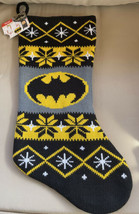 Knit Black &amp; Yellow Batman Christmas Stocking Lined 18&quot; DC Comics NWT - £14.38 GBP