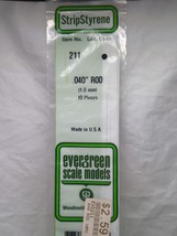 Evergreen Scale Models StripStyrene .040&quot; Rod (1.0 mm) 10 Pieces - $8.90