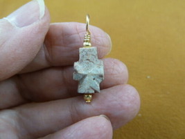 (CR504-53) 5/8&quot; Fairy Stone Pendant CHRISTIAN CROSS Staurolite Crystal GOLD - £14.89 GBP