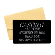 Motivational Christian Black Aluminum Card, Casting All Your Anxieties O... - £12.98 GBP