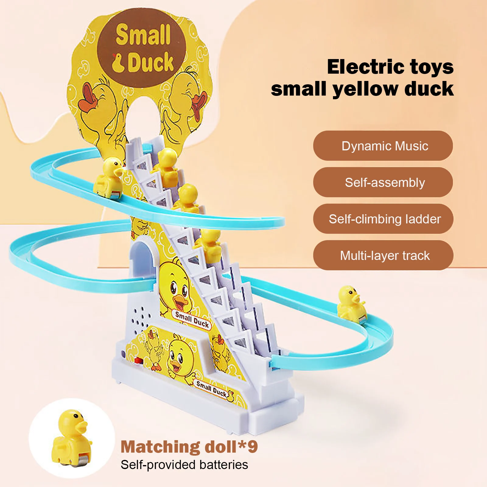 Play Electric Duck Climbing Stairs Slides Set with LED Flashing Lights Music Rac - £23.12 GBP