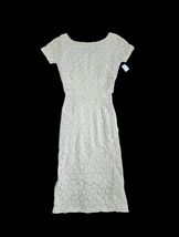 Vintage 50-60s Cream Beige Floral Lace Wiggle Cocktail wedding Dress W24" - $64.35