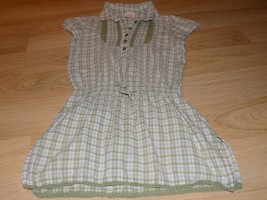 Girl&#39;s Size Medium 7-8 Faded Glory Green Pink Off White Plaid Tunic Top Shirt  - £7.83 GBP