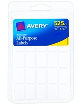 525 Removable Self Adhesive LABELS 1/2&quot;x3/4&quot; Small White Rectangular AVERY 6737 - £14.27 GBP