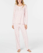 Charter Club Womens Pink Bows Soft Textured Fleece Top Bottom Pajama Set... - £25.95 GBP