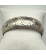 SIAM 925 STERLING SILVER LEAF DESIGN HINGED BANGLE BRACELET 3/4 &quot; wide . - $3,411.12 MXN