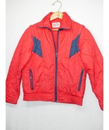 Vintage Johnny Colorado Red Puffer Convertible Jacket Vest Women&#39;s Mediu... - £95.63 GBP