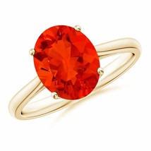 Authenticity Guarantee 
ANGARA Oval Solitaire Fire Opal Cocktail Ring in 14K ... - £957.98 GBP