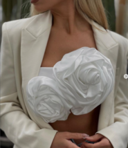 Zara Bnwt New. White Crop Top Corset Bustier Raised 3D Flowers. 7901/014 - £29.93 GBP