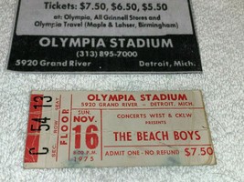 THE BEACH BOYS 1975 CONCERT TICKET STUB OLYMPIA STADIUM DETROIT MI USA - $22.99