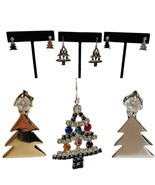 Christmas Tree Earrings Silver Gold Crystals Bundle Lot 3 Pairs Festive ... - €14,83 EUR