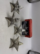 International Silver  Napkin Rings Christmas Santa Claus Star Set 4 Vtg 1994 NEW - £18.00 GBP