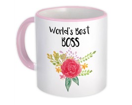 World&#39;s Best Boss : Gift Mug Work Job Cute Flower Christmas Birthday - £12.74 GBP