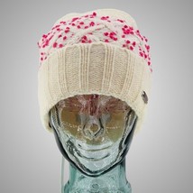 Trina Turk Hat Beanie Cream Pink Yarn Cuff Knit Cottagecore Barbiecore Outdoor! - £28.55 GBP