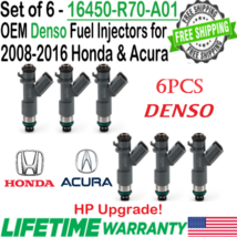 OEM Denso x6 HP Upgrade Fuel Injectors for 2008-2016 Honda &amp; Acura 3.5L, 3.7L V6 - £105.24 GBP