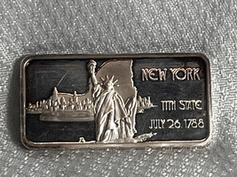 The Hamilton Mint .999 Sterling Silver One Troy Ounce New York State Ingot - $79.95