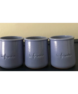 Set of 3 La Fermiere Cermer Terra Cotta Yogurt Pots Blue France Glazed C... - $15.84