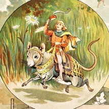 1900 Tom Thumb Lithograph Riding The Mouse Victorian Art Kriss Kringle E90B - $29.99