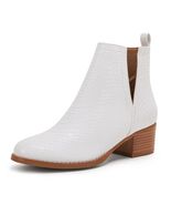 LAICIGO Womens Ankle Boots Slip-On Snakeskin Chunky Stacked Low Heel - $280.97 MXN