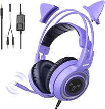 Detachable Cat Ear 3.5Mm Noise Reduction Computer Gaming Headphone, Pc. Phone. - £41.08 GBP