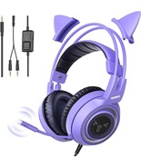 Detachable Cat Ear 3.5Mm Noise Reduction Computer Gaming Headphone, Pc. ... - £41.39 GBP