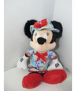 Disney Parks plush Minnie Mouse wearing blue Christmas nightgown dress h... - £14.19 GBP