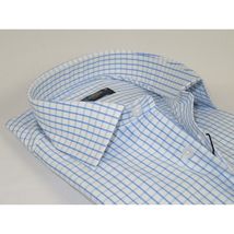 Men's Shirt By CASILA Turkey Cotton Blend Long Sleeves 502050-05 Blue Checker image 2