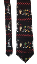 Vtg Looney Tunes Mania Tie Valentine Hearts Marvin Martian Taz Bugs Daff... - $14.00