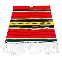 VTG 1940s Saltillo Serape Hand Woven Wool Mexican Blanket 30”x56” Wall Hanging - £111.69 GBP