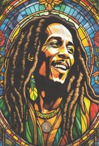 Bob Marley Stain Glass Effect Canvas Art Print 20cm x 30cm Unframed - £9.35 GBP