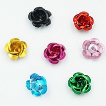 Bluemoona 500 pcs - 12mm 1/2&quot; Aluminum Metal Rose Flower Bead Mixed Colour - £6.87 GBP