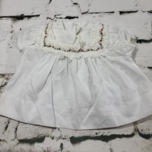 Vintage Alexis Baby Dress Sz 3mos White Smocked Floral Embroidered Flaw - $14.84