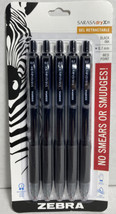 Zebra Sarasa Gel Retractable Refillable Pens 5 Pack Black No Smears  - £8.01 GBP