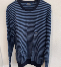 Polo Ralph Lauren Pullover Sweater Men&#39;s XXL Pima Navy Blue Striped Clas... - $55.00