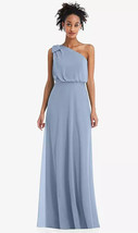 One-Shoulder Bow Blouson Bodice Maxi Dress...TH052....Cloudy Blue....Size 16 - £60.17 GBP