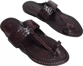 Mens Kolhapuri Soft Leather chappal Jesus Flat HT83 BOHO Sandals US size 7-12 - £28.94 GBP