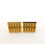 Vintage Cuff Links Set, Gold Tone Rectangles, Polished/Contrasting Satin... - $9.75