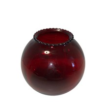 Vintage Ruby Red Glass Ball Vase with Scalloped Edge - $12.38