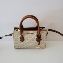 Michael Kors Sheila Small CZ Satchel Crossbody Handbag MK Logo Vanilla - £86.11 GBP