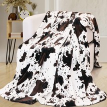 Fleece Cow Print Throw Blanket, Super Soft Flannel Cozy Cow Blankets For Adults, - £32.16 GBP