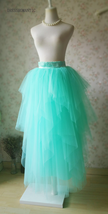 Mint Green Long Tulle Skirt Outfit Women Layered Puffy Tutu Prom Skirt