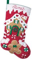 DIY Bucilla Gingerbread House Cookie Candy Christmas Felt Stocking Kit 8... - $48.95