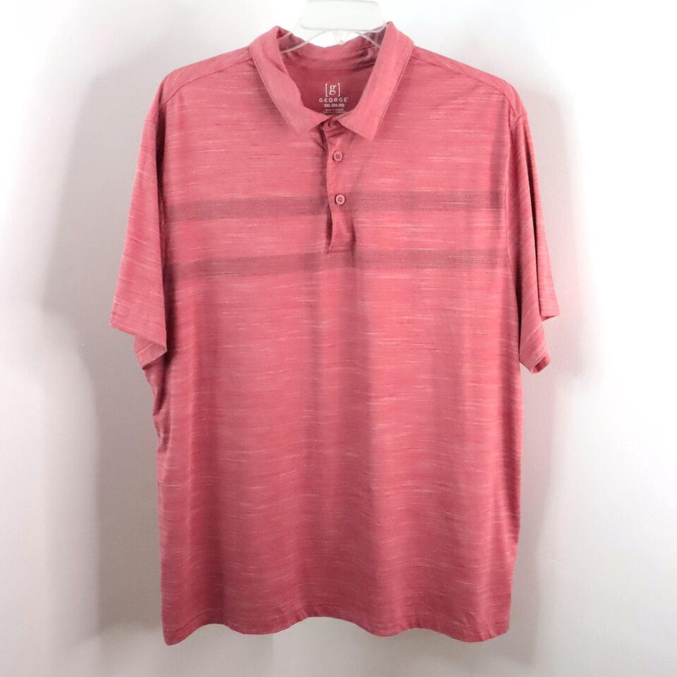 George Men's 2XL Heathered Red Short Sleeve Soft Stretch Polo Shirt - $9.00