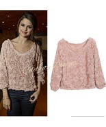 Women&#39;s Celeb Style Selena Flower Rose Motif Pullover Jumper Top White A... - $40.99 CAD