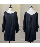 Blaque Label Matte Satin Drop Sleeve Wide Neck Shift Dress Black L - $504.20 MXN