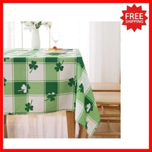 Elegant St. Patrick&#39;s Day Checkered Tablecloth 60x84In - Waterproof &amp; Wa... - $31.03
